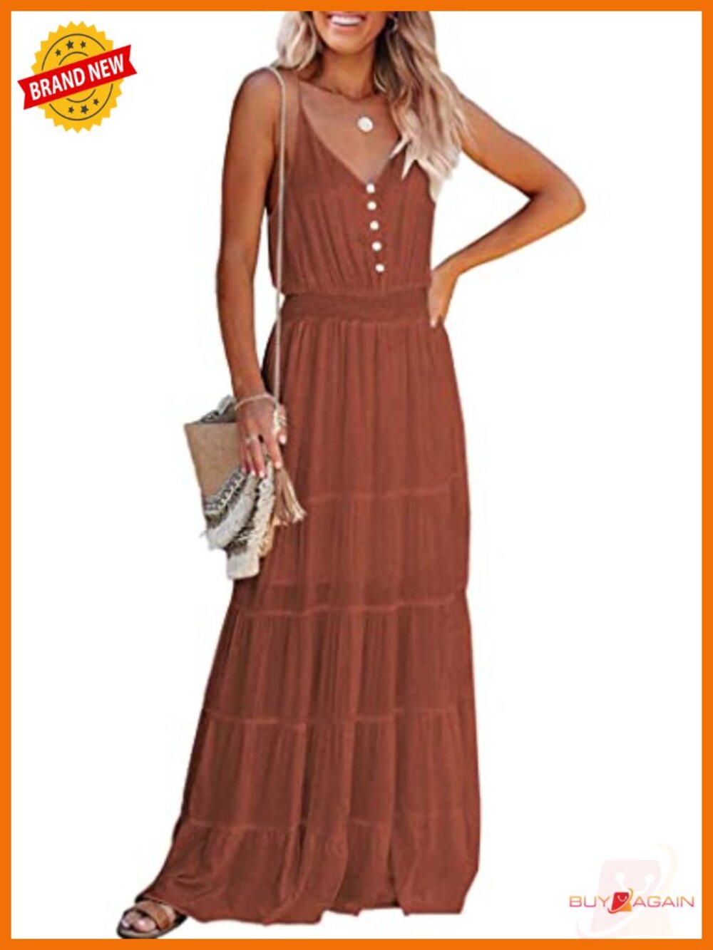 Spaghetti Strap Tiered Maxi Dress Sleeveless V-Neck Sundress